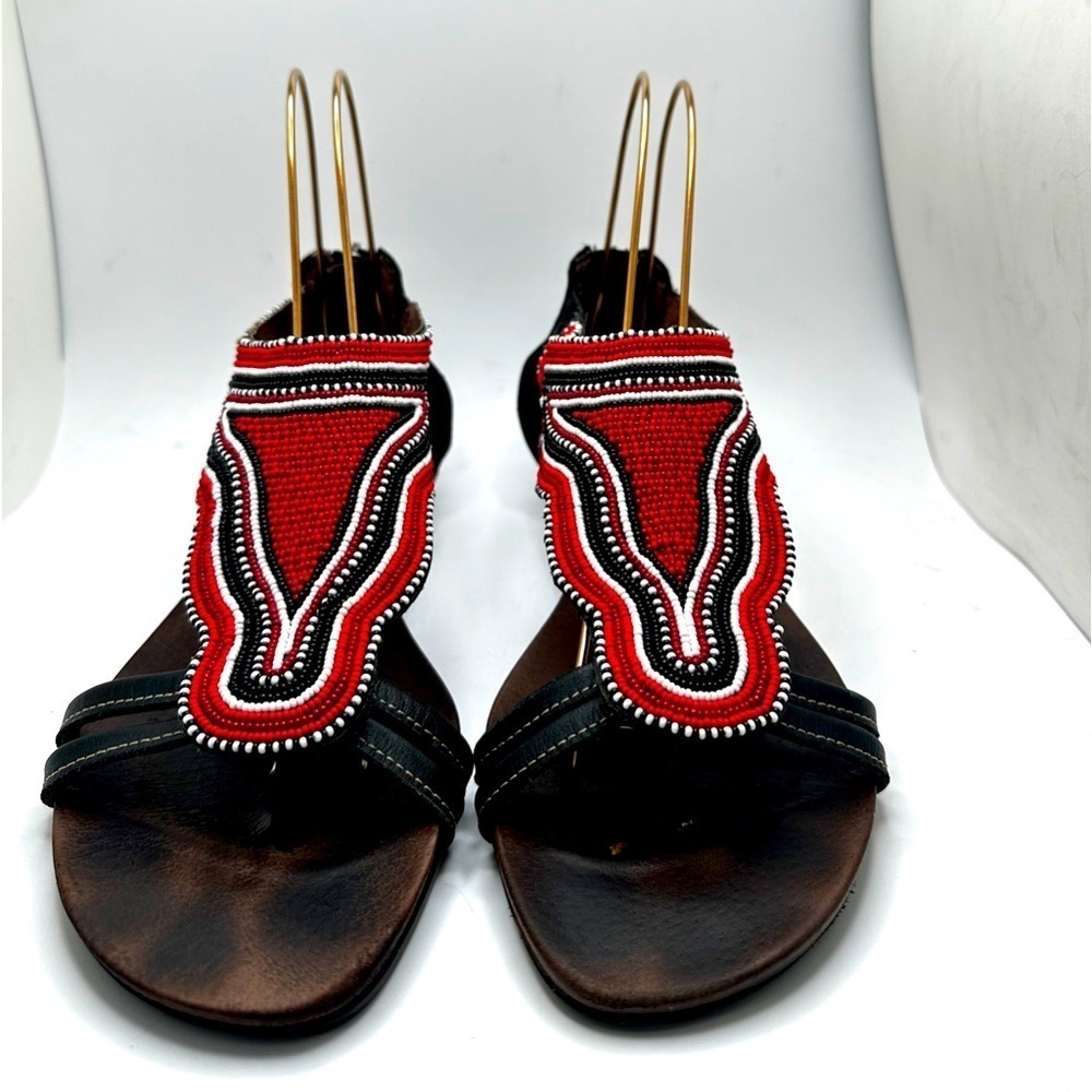 Pikolino’s red and black beaded gladiator sandals